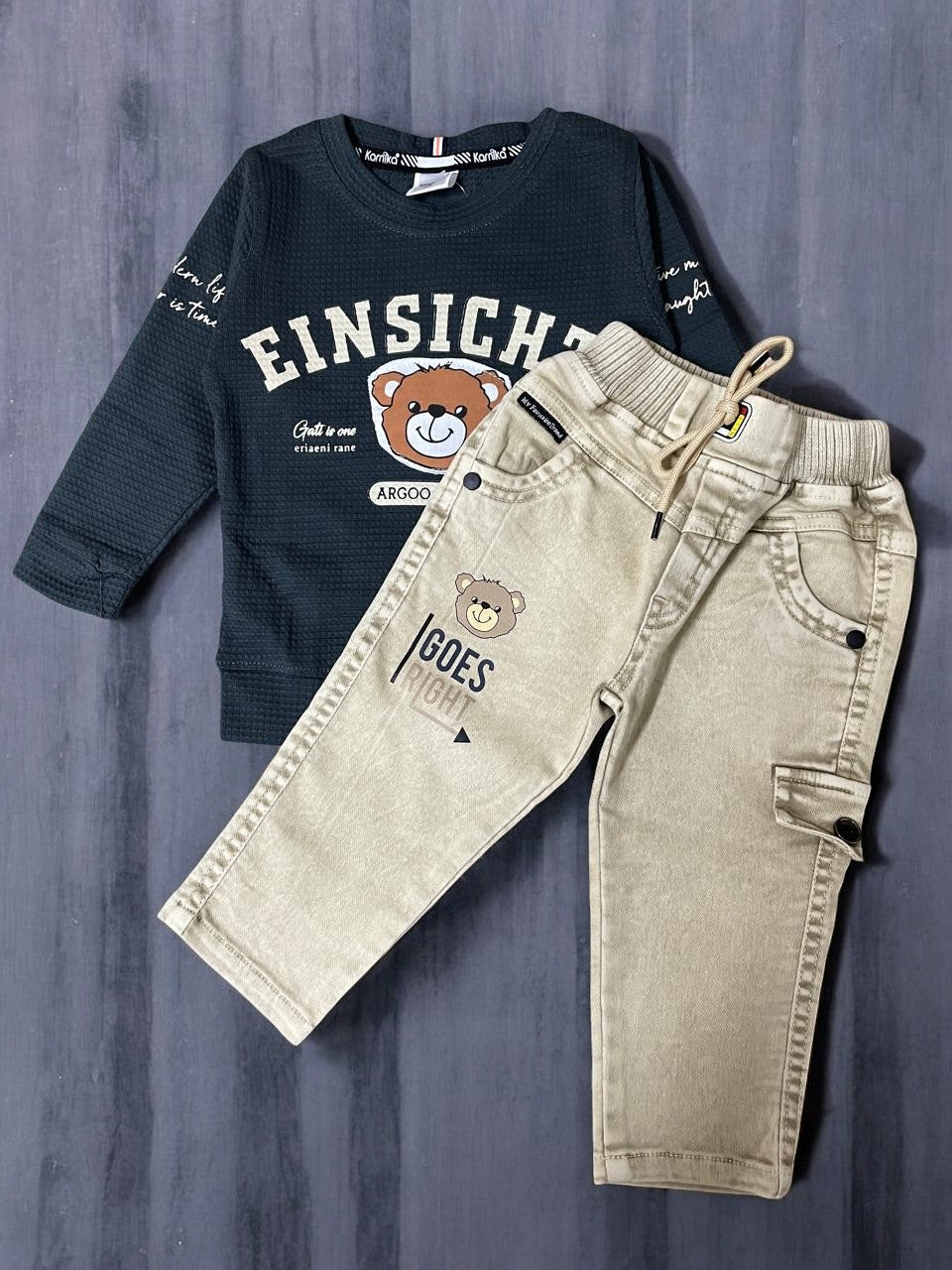 EINSIGHT Bear-Themed Clothing full sleeve tshirt and jeans set - Bumblehugs