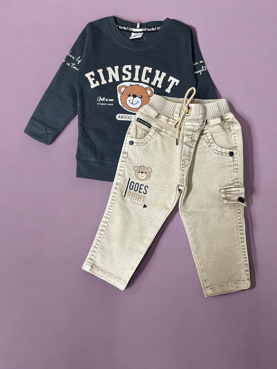 EINSIGHT Bear-Themed Clothing full sleeve tshirt and jeans set - Bumblehugs