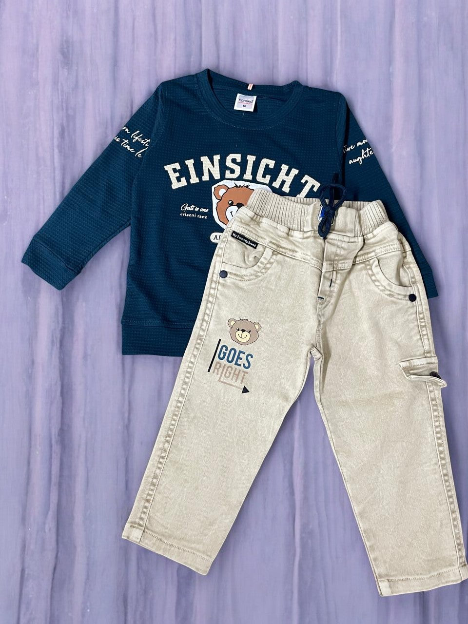 EINSIGHT Bear-Themed Clothing full sleeve tshirt and jeans set - Bumblehugs