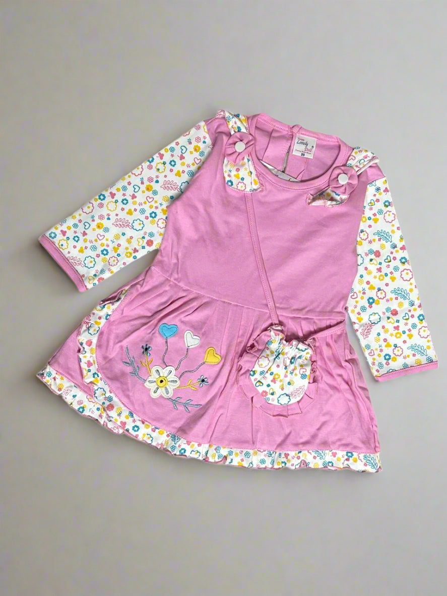 Adorable Floral Print Girl's Clothing top and pajama set