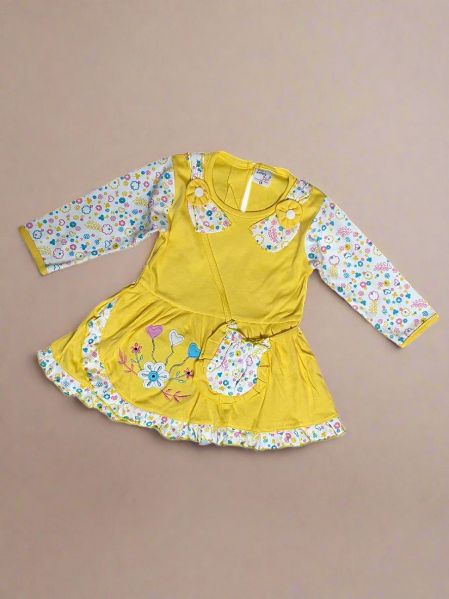 Adorable Floral Print Girl's Clothing top and pajama set