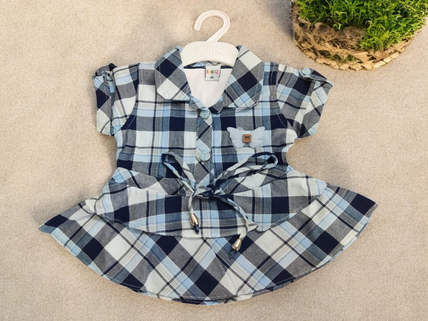 Charming Multicolored Plaid girl's top and jeans set - Bumblehugs