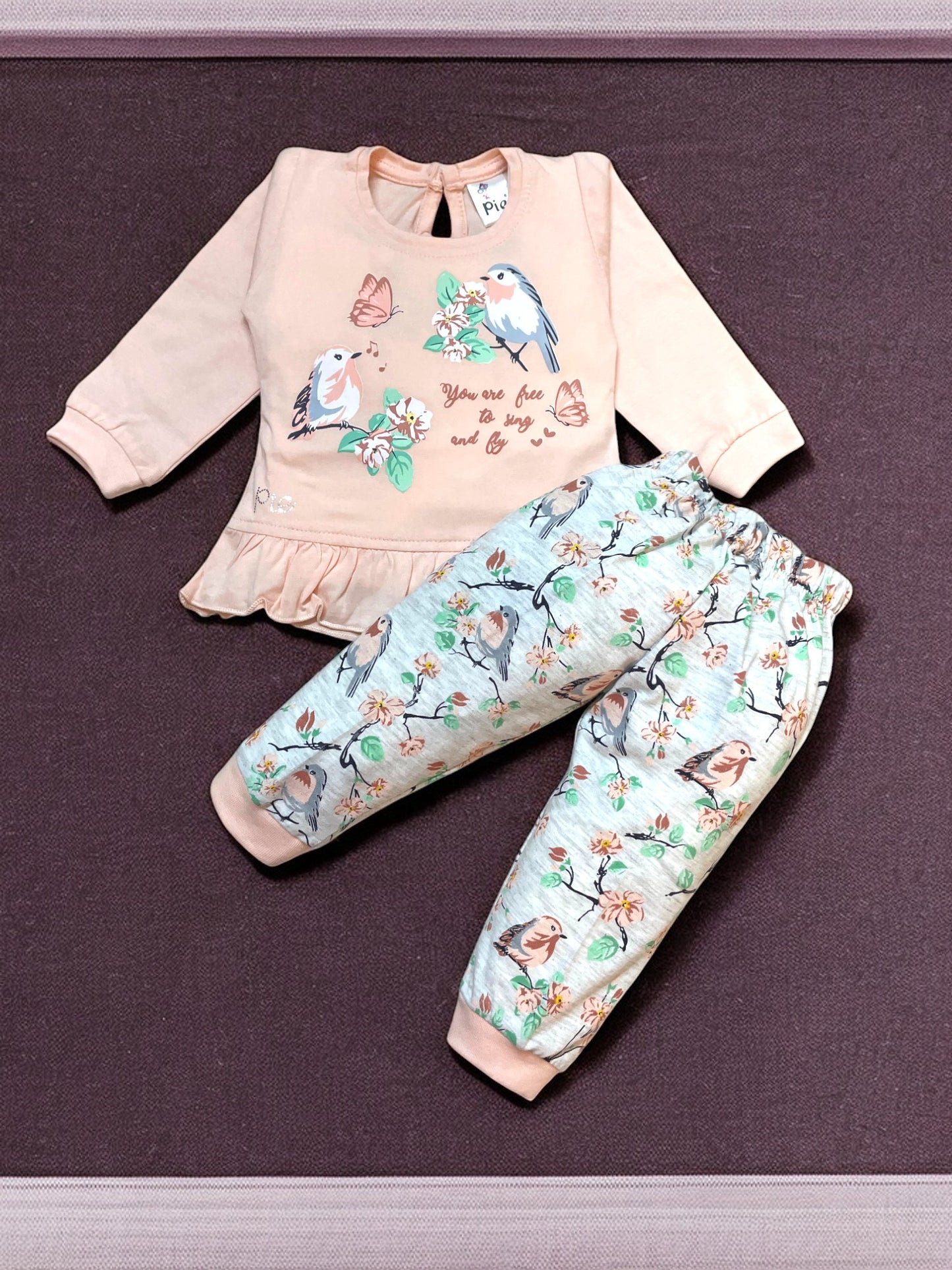 Adorable girls full sleeve top and pajama set