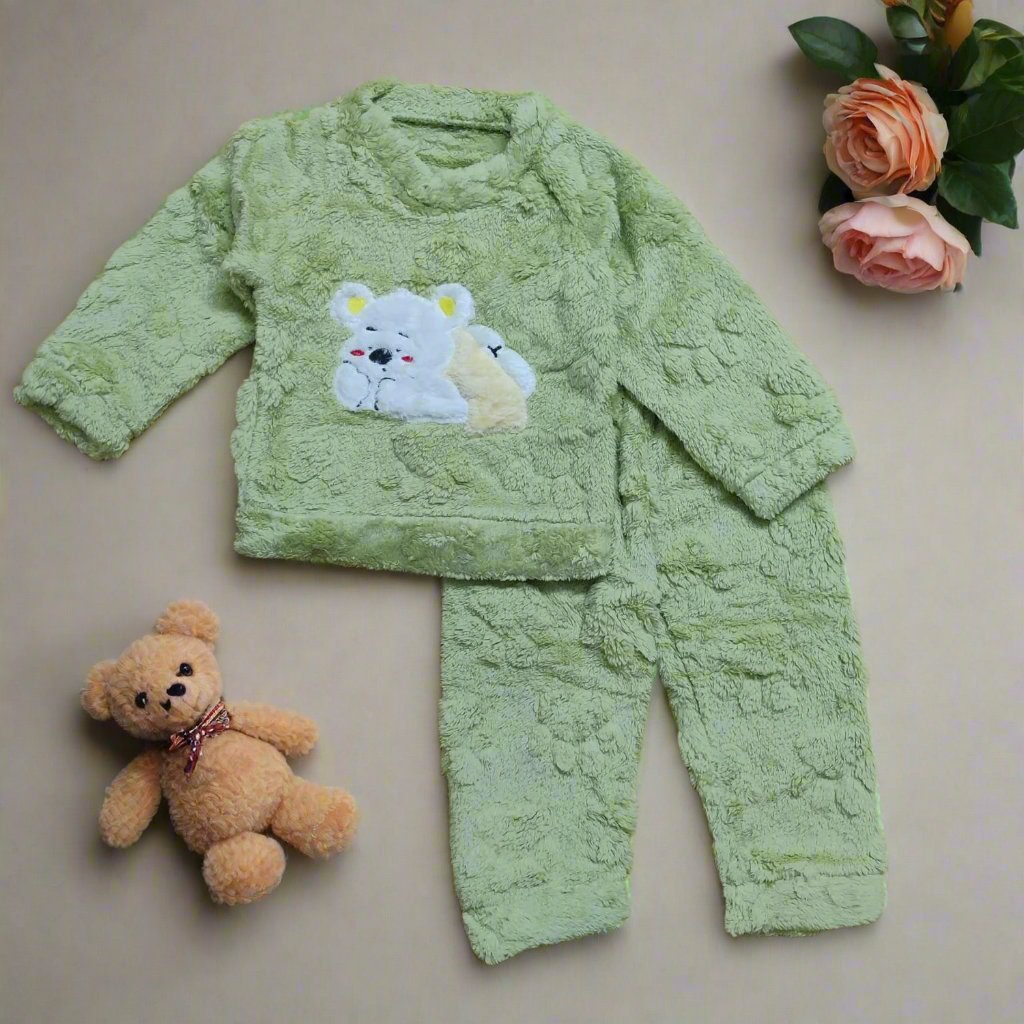 Cozy Light Purple Bear Pajamas for Kids Winter Set