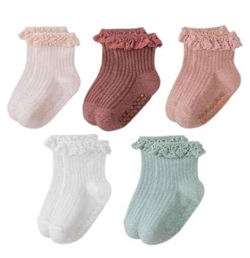 heartbury Cute and Colorful 100% Cotton Baby Girls Anti Slip Socks Frill &Ruffle Socks for Baby Girls, Grip socks for Baby