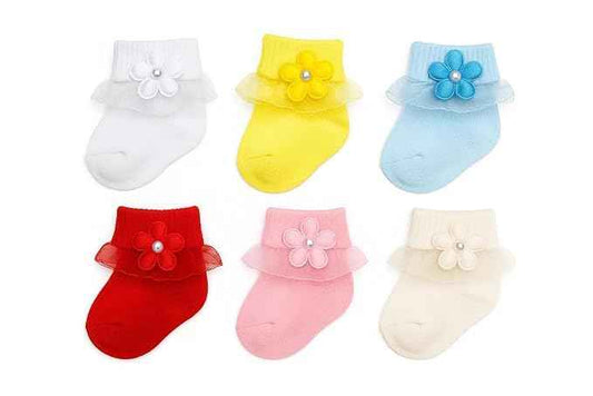 Taapatup Newborn Baby Socks for Girls Cotton Lace Infant Girls Sock Princess - Pack Of 6 Pairs