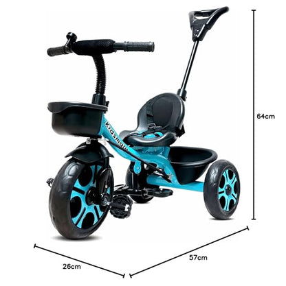Kidsmate Xplorer 3-in-1 Tricycle for Kids | Durable Plug & Play Baby Trike with EVA Wheels, Safety Rail & Push Handle for Parents | Safe & Comfortable Ride for Toddlers 12-48 Months