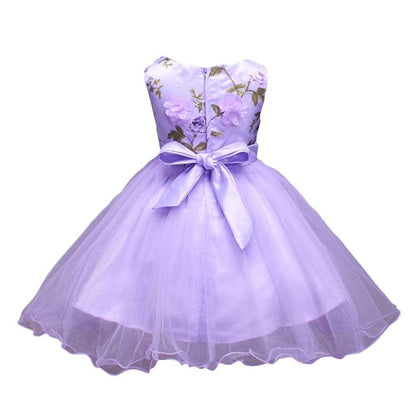 Hopscotch Girl's Fit And Flare Knee Length Sleeveless Floral Applique Party Dress