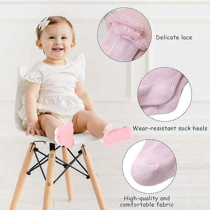 CUTEABLY Baby Girls Lace Ruffle Ankle Socks, Cotton, Multi-Colour