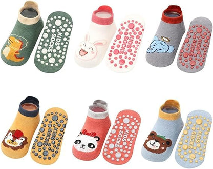 ZAPLES Baby Non Slip Grip Ankle Socks with Non Skid Soles for Infants Toddlers Kids Boys Girls