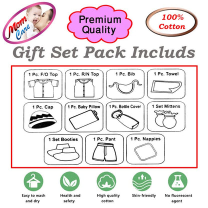 MOM CARE Newborn Baby Gift Set Has All Newborn Baby Essential Clothes in Baby Gift Set for or Girls Unisex 11 pcs Yellow