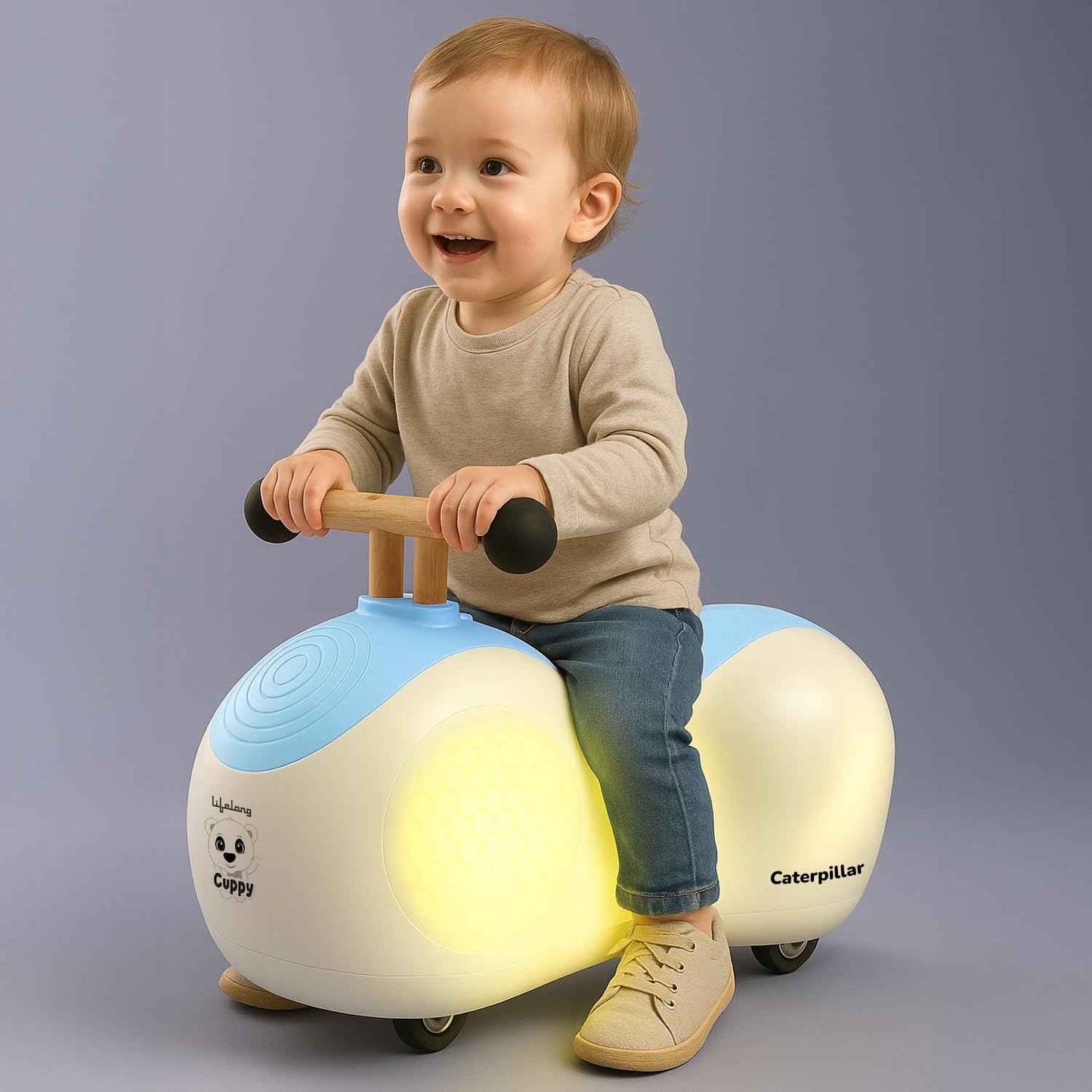 Lifelong Cuppy Caterpillar Ride-On for Kids 1+ Years|Fun Musical Ride with Lights|Safe,Sturdy & Round Edges Push Ride|Load Capacity 35kg|Indoor & Outdoor Play Vehicle for Boys & Girls(LLCR18),Pink