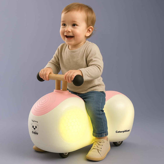 Lifelong Cuppy Caterpillar Ride-On for Kids 1+ Years|Fun Musical Ride with Lights|Safe,Sturdy & Round Edges Push Ride|Load Capacity 35kg|Indoor & Outdoor Play Vehicle for Boys & Girls(LLCR18),Pink