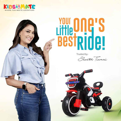 Kidsmate Turbo Bike Pedal Tricycle for Kids | Musical Horn & Lights | Ages 3-6 | Black-White