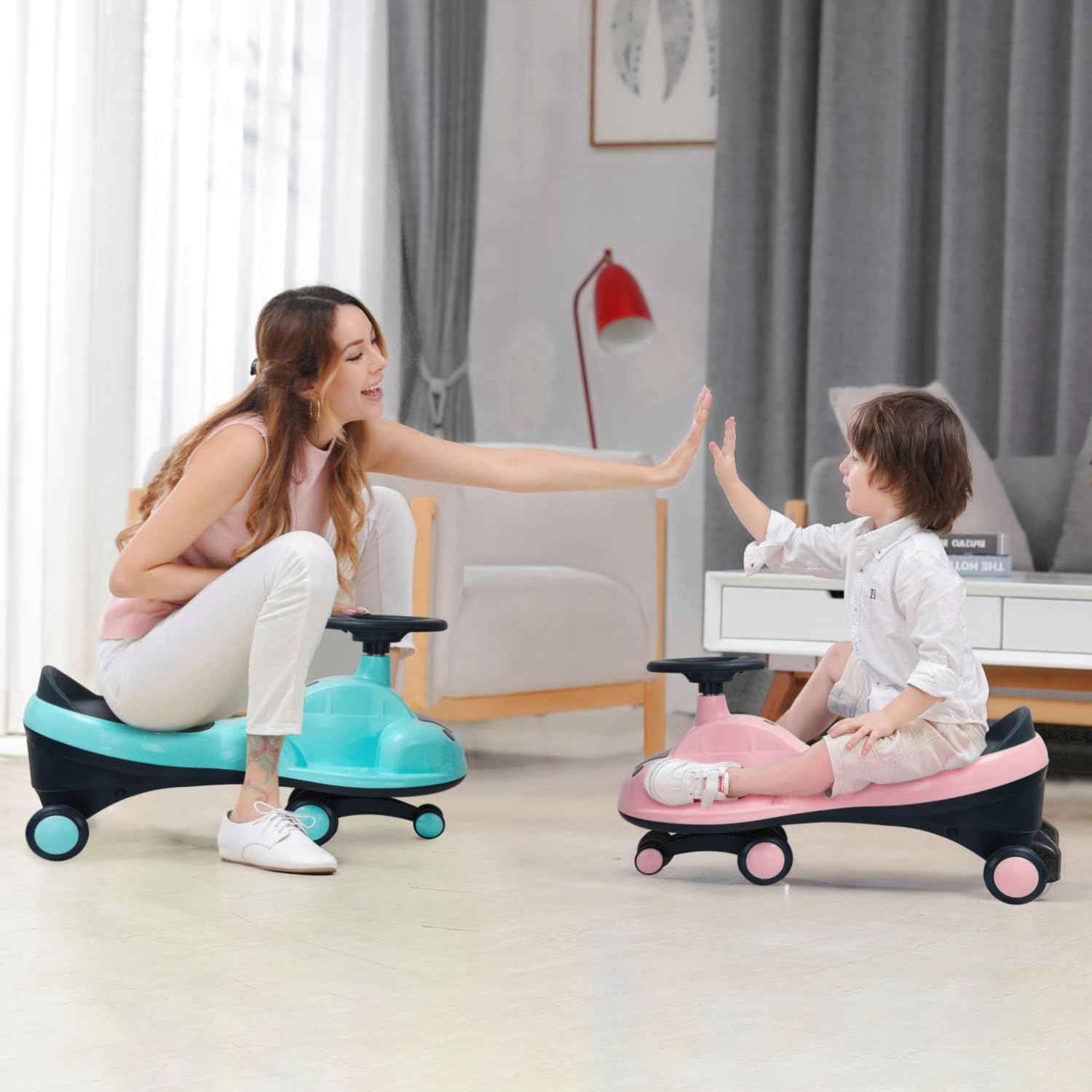 R for Rabbit Iya Iya Zippy Kids Swing Car, Scratch Free PVC Wheels with ABEC7 Bearing, Ride on Magic Toy Car for Kids Suitable for 3+ Years Boys & Girls, Upto 75 Kgs (Lake Blue)