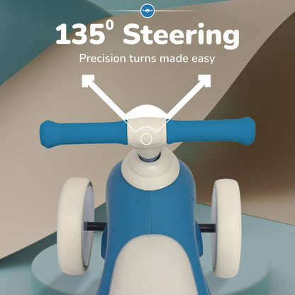 R for Rabbit Speedster Zoomy Push Ride-On for Baby, Wide TPE Wheels with Ergonomic & Comfortable Seat, Non Slip Footrest for 1 to 4 Years Kids, 20 Kgs Weight Capacity (Blue Grey)