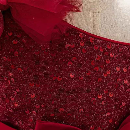 Niren Enterprise Barbet Sequence Embroidered Net Flaired Sleeve Less Baby Knee Length Girl's Frock