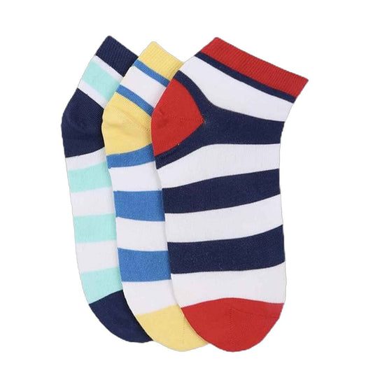 FOOTPRINTS Organic cotton &Bamboo Kids Unisex Socks | Pack of 3 Pairs | Low cut | Colourful Stripes