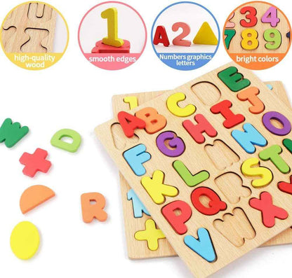 Niwlix Wooden Learning Educational Board for Kids, Puzzle Toys for 2+ Years Old Boys & Girls Educational Toys for Toddlers & Preschoolers, ABCD for Kids(Alphabets, Numbers & Shapes)