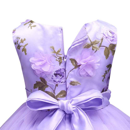 Hopscotch Girl's Fit And Flare Knee Length Sleeveless Floral Applique Party Dress