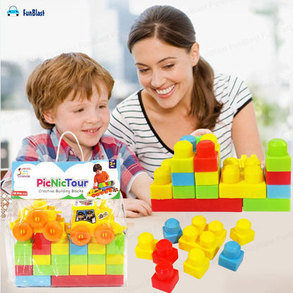 FunBlast DIY Plastic Building Blocks for Kids Building Blocks Toy for Kids Puzzle Games for Kid, Toys for Children Educational & Learning Toy for Kid, Girls & Boys - (250+ Blocks with 38 Wheels)