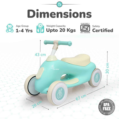 R for Rabbit Speedster Zoomy Push Ride-On for Baby, Wide TPE Wheels with Ergonomic & Comfortable Seat, Non Slip Footrest for 1 to 4 Years Kids, 20 Kgs Weight Capacity (Blue Grey)