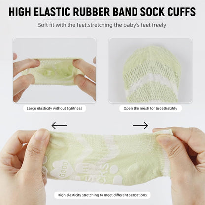 SNOWIE SOFT® 5 Pairs Baby Socks Set, Antislip Socks for New Born Baby 0-3 Years, Non Slip Grip Ankle Socks with Non Skid Soles for Infants Baby Shower Gifts