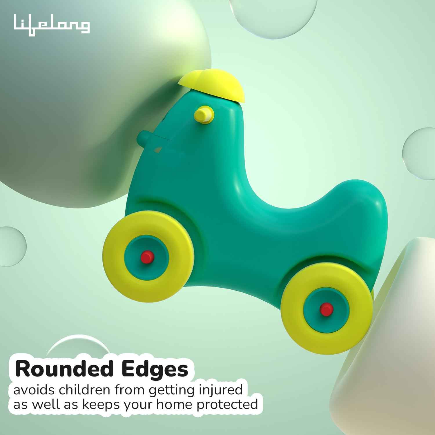 Lifelong Cuppy Smiling Ride-On for Kids|Baby Car Ride On|Baby Car for 1+ Years|Push Ride On for Kids Driving|Rider for Baby|Baby Push Car Toy|Fun & Engaging Playtime (LLCKSR01),Multicolour