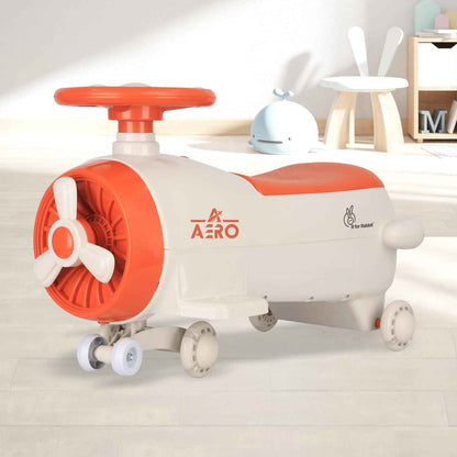 R for Rabbit Iya Iya Aero Kids Swing Car, Scratch Free PU LED Wheels with ABEC7 Bearing, Baby Ride on Magic Toy Panda Car for 2+ Years Boys & Girls, Upto 75 Kgs (Blue Orange)
