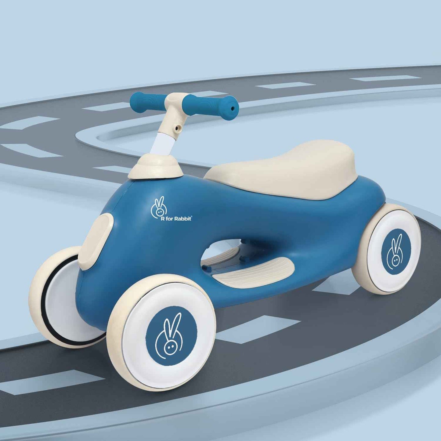 R for Rabbit Speedster Zoomy Push Ride-On for Baby, Wide TPE Wheels with Ergonomic & Comfortable Seat, Non Slip Footrest for 1 to 4 Years Kids, 20 Kgs Weight Capacity (Blue Grey)