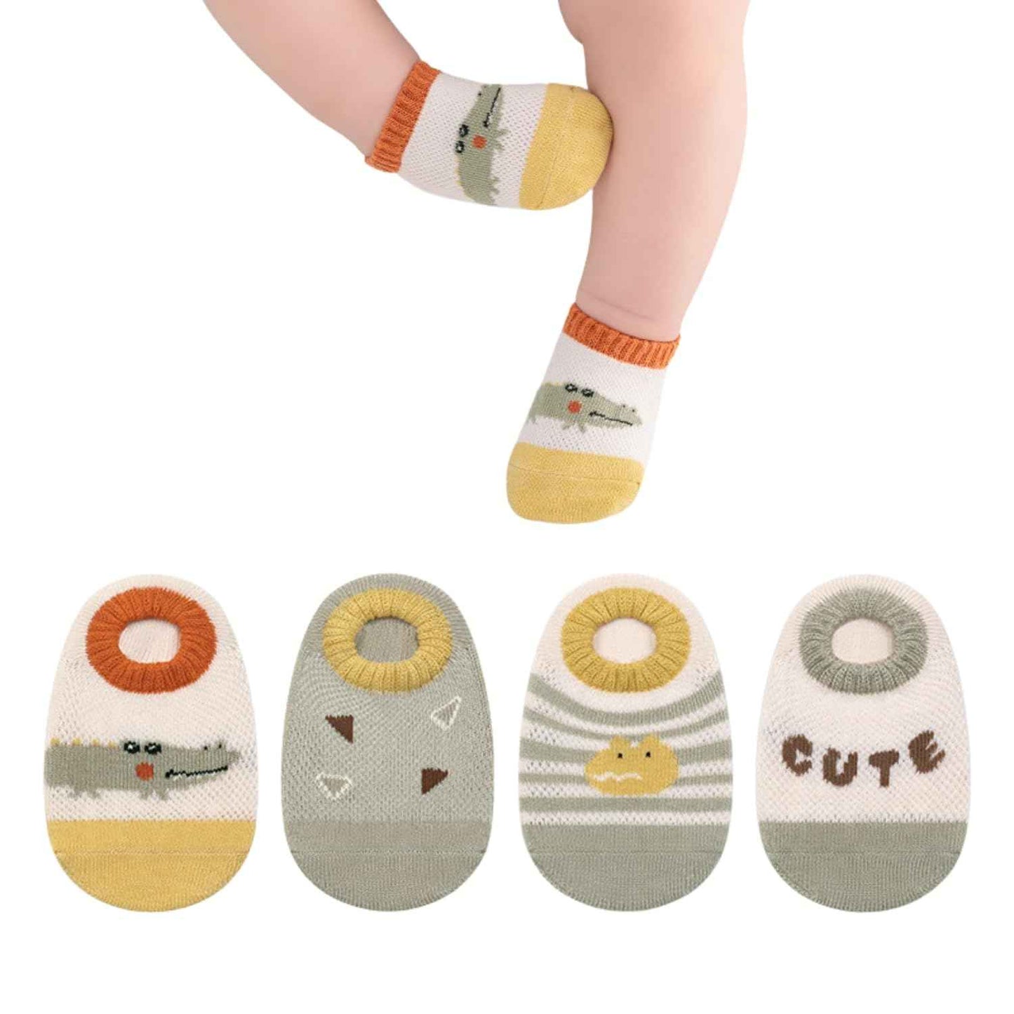 Ahamo Baby Boys' Summer Socks with Anti-Slip Grips