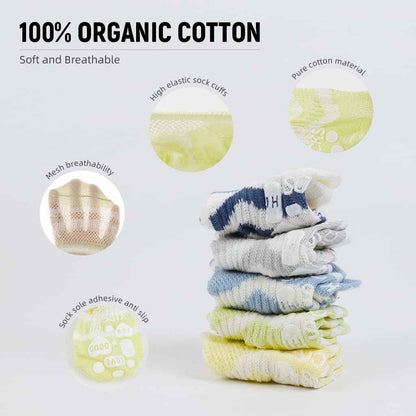 SNOWIE SOFT® 5 Pairs Baby Socks Set, Antislip Socks for New Born Baby 0-3 Years, Non Slip Grip Ankle Socks with Non Skid Soles for Infants Baby Shower Gifts