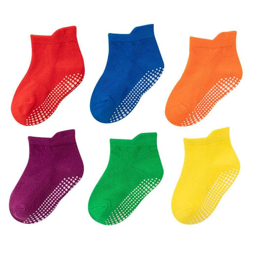 ZAPLES Baby Non Slip Grip Ankle Socks with Non Skid Soles for Infants Toddlers Kids Boys Girls