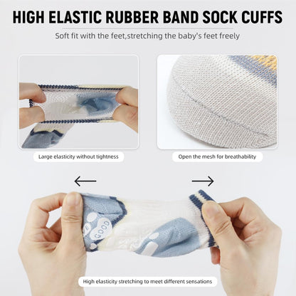 SNOWIE SOFT® 5 Pairs Baby Socks Set, Antislip Socks for New Born Baby 0-3 Years, Non Slip Grip Ankle Socks with Non Skid Soles for Infants Baby Shower Gifts