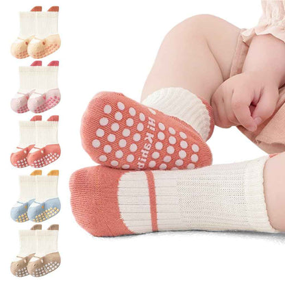 SNOWIE SOFT® 5 Pairs Baby Socks Set, Antislip Socks for New Born Baby 0-3 Years, Non Slip Grip Ankle Socks with Non Skid Soles for Infants Baby Shower Gifts