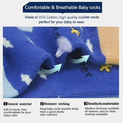 FIMALIA Organic Cotton Anti-Skid Socks Non Slip Kids Toddler Socks with Grip | (Pack of 4,6 &12 Pair) (Color & Print May Vary) (0 to 5 years size)