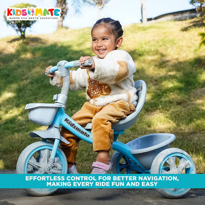 Kidsmate Xplorer 3-in-1 Tricycle for Kids | Durable Plug & Play Baby Trike with EVA Wheels, Safety Rail & Push Handle for Parents | Safe & Comfortable Ride for Toddlers 12-48 Months