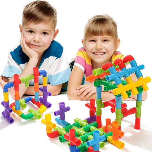 Toy Imagine 50+ Creative Pipe Building Blocks Toy Set for Kids | Colorful Puzzle Construction Learning Toys for Boys & Girls | Educational Blocks for 3-8 Years | Fun Toy for Toddlers & Preschoolers