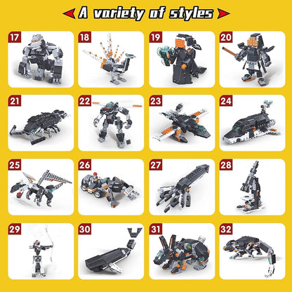 Umadiya® 36-in-1 Magic Building Blocks Set | 256+ Pieces | Creative Construction Toy for Kids | Includes Instruction Manual | Ideal for Boys & Girls Ages 6+ | DIY Brick Robot, Jet, Ship Models