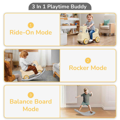 R for Rabbit Rock N Ride 3 in 1 Baby Push Ride-On Car with Rocker & Balance Board Mode | Non-Toxic, Durable and Safe Rocking Horse Rider for Kids 1-4 Years Age, Upto 20kgs Weight (Blue Orange)