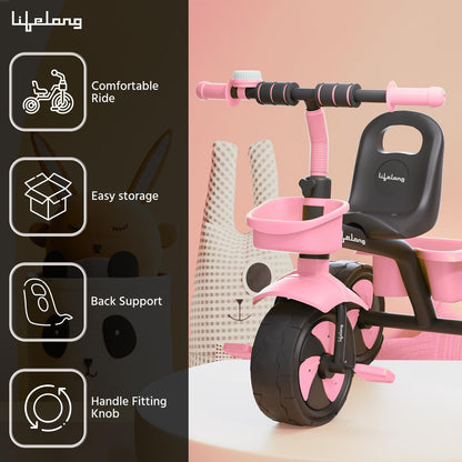 Lifelong Trike Cycle for Kids Cycle 2-5 Years - Tricycles for Boy & Girl - Baby Cycle - Bicycle for Kids - Bike with 3 EVA Wheels, Bell & Basket -Durable Tricycle with Parental Control