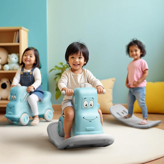 Happy Bear 3-in-1 Rock and Roll Ride-On | Push Car for 1 – 5 Years | Rocking Horse for Toddlers | Balance Board | Safe, Sturdy & Fun Indoor Toy - Yellow