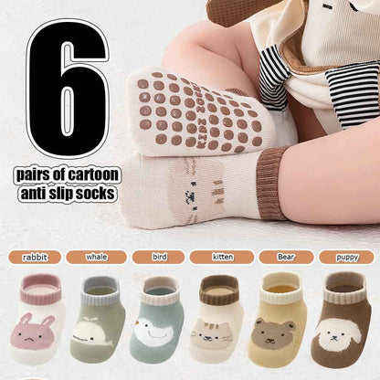 SNOWIE SOFT® 5 Pairs Baby Socks Set, Antislip Socks for New Born Baby 0-3 Years, Non Slip Grip Ankle Socks with Non Skid Soles for Infants Baby Shower Gifts