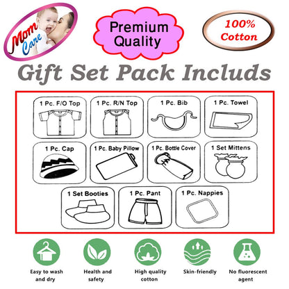MOM CARE Newborn Baby Gift Set Has All Newborn Baby Essential Clothes in Baby Gift Set for or Girls Unisex 11 pcs Yellow