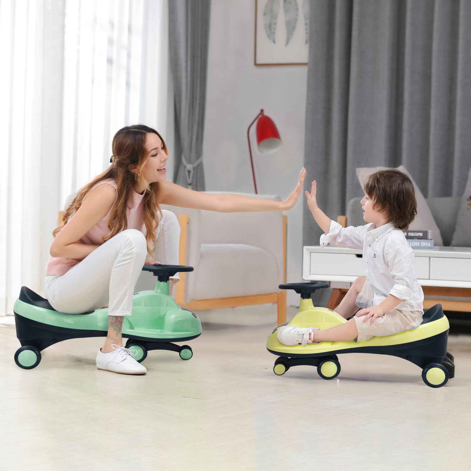 R for Rabbit Iya Iya Zippy Kids Swing Car, Scratch Free PVC Wheels with ABEC7 Bearing, Ride on Magic Toy Car for Kids Suitable for 3+ Years Boys & Girls, Upto 75 Kgs (Lake Blue)