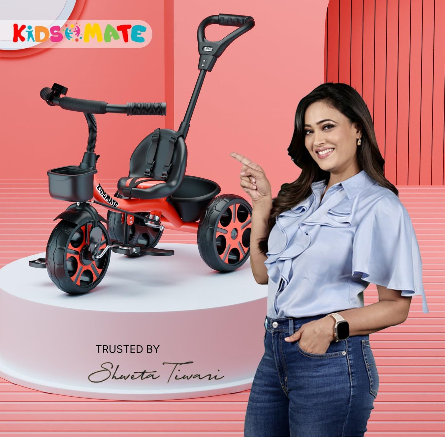 Kidsmate Xplorer 3-in-1 Tricycle for Kids | Durable Plug & Play Baby Trike with EVA Wheels, Safety Rail & Push Handle for Parents | Safe & Comfortable Ride for Toddlers 12-48 Months