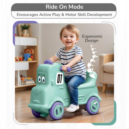 R for Rabbit Rock N Ride 3 in 1 Baby Push Ride-On Car with Rocker & Balance Board Mode | Non-Toxic, Durable and Safe Rocking Horse Rider for Kids 1-4 Years Age, Upto 20kgs Weight (Blue Orange)