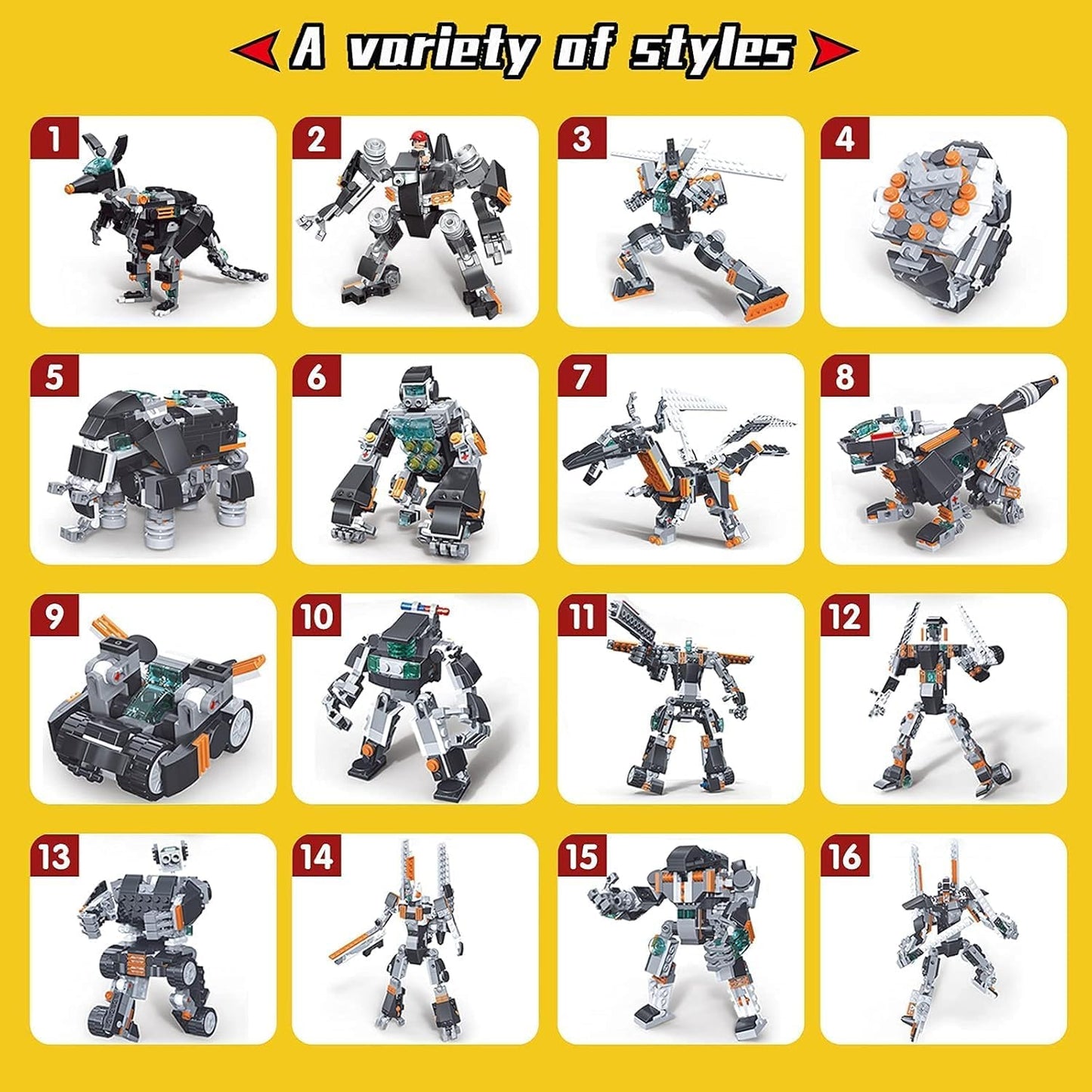Umadiya® 36-in-1 Magic Building Blocks Set | 256+ Pieces | Creative Construction Toy for Kids | Includes Instruction Manual | Ideal for Boys & Girls Ages 6+ | DIY Brick Robot, Jet, Ship Models