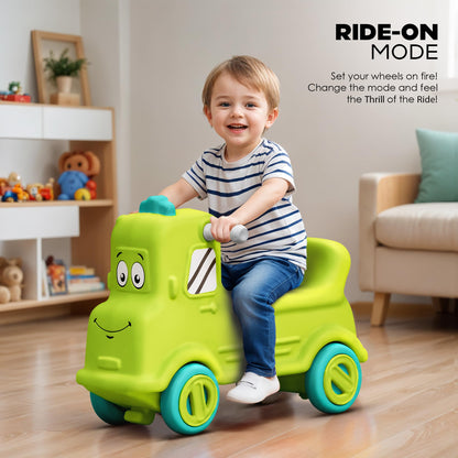 Happy Bear 3-in-1 Rock and Roll Ride-On | Push Car for 1 – 5 Years | Rocking Horse for Toddlers | Balance Board | Safe, Sturdy & Fun Indoor Toy - Yellow