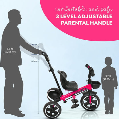 Luusa® TFT Hyper 500 PRO Canopy Plug N Play Tricycle/Baby Tricycle with Parental Control for Age Group 2+ Years Boys/Girls/Carrying Capacity Upto 30-KGS Proudly Made in India (ICE-Blue)